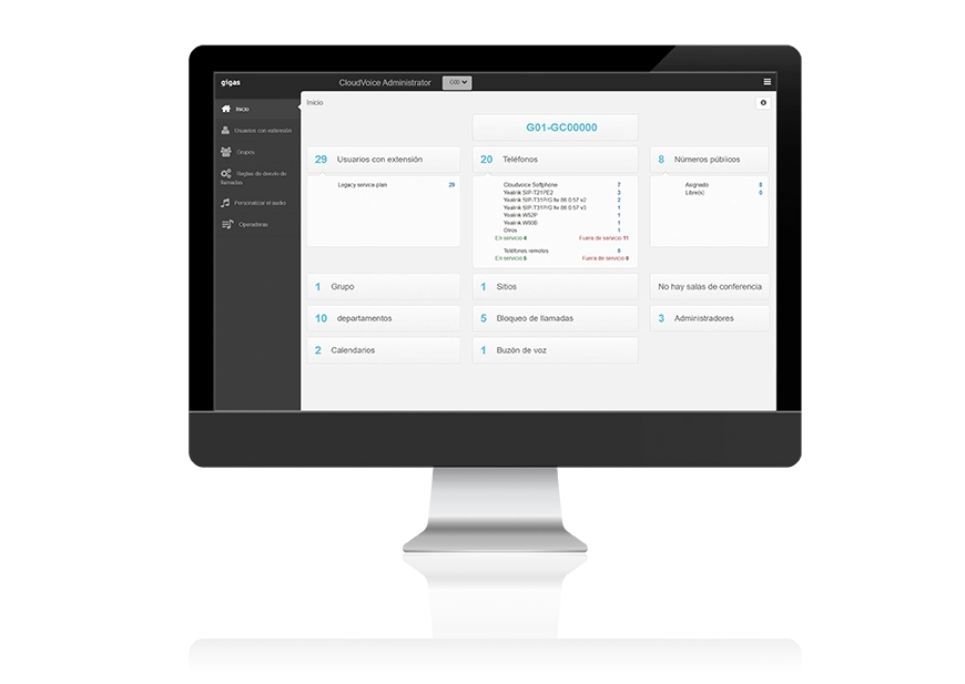 mockup screen admin cloudvoice